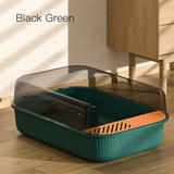 Maxbell Cat Litter Box Toilet Rabbit Deep Loo Bedpan Pet Litter Tray Green