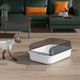 Maxbell Cat Litter Box Toilet Rabbit Deep Loo Bedpan Pet Litter Tray White