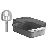 Maxbell Cat Litter Box Toilet Rabbit Deep Loo Bedpan Pet Litter Tray Gray