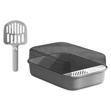 Maxbell Cat Litter Box Toilet Rabbit Deep Loo Bedpan Pet Litter Tray Gray