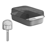Maxbell Cat Litter Box Toilet Rabbit Deep Loo Bedpan Pet Litter Tray Gray