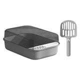 Maxbell Cat Litter Box Toilet Rabbit Deep Loo Bedpan Pet Litter Tray Gray