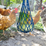 Maxbell Chicken Vegetable String Bag Fruit Treat Feeder with Hook for Goose Poultry blue