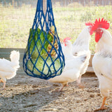 Maxbell Chicken Vegetable String Bag Fruit Treat Feeder with Hook for Goose Poultry blue