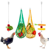 Maxbell Chicken Vegetable String Bag Fruit Treat Feeder with Hook for Goose Poultry yellow