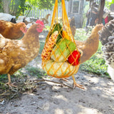 Maxbell Chicken Vegetable String Bag Fruit Treat Feeder with Hook for Goose Poultry yellow