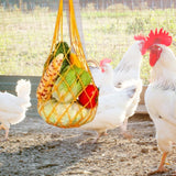 Maxbell Chicken Vegetable String Bag Fruit Treat Feeder with Hook for Goose Poultry yellow