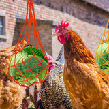 Maxbell Chicken Vegetable String Bag Fruit Treat Feeder with Hook for Goose Poultry red