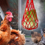 Maxbell Chicken Vegetable String Bag Fruit Treat Feeder with Hook for Goose Poultry red