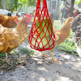 Maxbell Chicken Vegetable String Bag Fruit Treat Feeder with Hook for Goose Poultry red