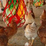 Maxbell Chicken Vegetable String Bag Fruit Treat Feeder with Hook for Goose Poultry red