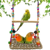 Maxbell Bird Wooden Perch Stand Swing Parrot Pet Budgie Cage Hanging Toy