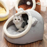 Maxbell Large Cat Beds with Ball Cushion Basket Warm Portable for Kitten Gray Cat Ears M