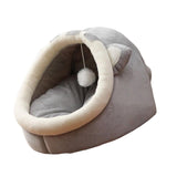 Maxbell Large Cat Beds with Ball Cushion Basket Warm Portable for Kitten Gray Cat Ears M