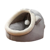 Maxbell Large Cat Beds with Ball Cushion Basket Warm Portable for Kitten Gray Cat Ears M