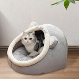 Maxbell Large Cat Beds with Ball Cushion Basket Warm Portable for Kitten Gray Cat Ears M