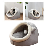 Maxbell Large Cat Beds with Ball Cushion Basket Warm Portable for Kitten Gray Cat Ears M