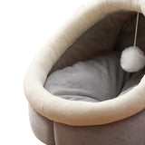 Maxbell Large Cat Beds with Ball Cushion Basket Warm Portable for Kitten Gray Cat Ears M