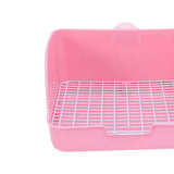Maxbell Rabbit Litter Box Pet Pan with Grid Toilet Potty for Rabbit Chinchilla Cage Pink