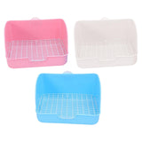 Maxbell Rabbit Litter Box Pet Pan with Grid Toilet Potty for Rabbit Chinchilla Cage Pink