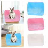 Maxbell Rabbit Litter Box Pet Pan with Grid Toilet Potty for Rabbit Chinchilla Cage Pink
