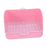 Maxbell Rabbit Litter Box Pet Pan with Grid Toilet Potty for Rabbit Chinchilla Cage Pink
