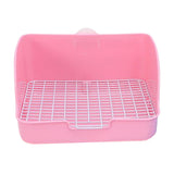 Maxbell Rabbit Litter Box Pet Pan with Grid Toilet Potty for Rabbit Chinchilla Cage Pink