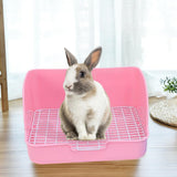 Maxbell Rabbit Litter Box Pet Pan with Grid Toilet Potty for Rabbit Chinchilla Cage Pink