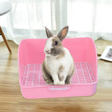 Maxbell Rabbit Litter Box Pet Pan with Grid Toilet Potty for Rabbit Chinchilla Cage Pink