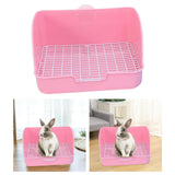 Maxbell Rabbit Litter Box Pet Pan with Grid Toilet Potty for Rabbit Chinchilla Cage Pink