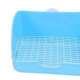 Maxbell Rabbit Litter Box Pet Pan with Grid Toilet Potty for Rabbit Chinchilla Cage Blue