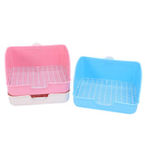 Maxbell Rabbit Litter Box Pet Pan with Grid Toilet Potty for Rabbit Chinchilla Cage Blue