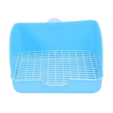 Maxbell Rabbit Litter Box Pet Pan with Grid Toilet Potty for Rabbit Chinchilla Cage Blue