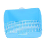 Maxbell Rabbit Litter Box Pet Pan with Grid Toilet Potty for Rabbit Chinchilla Cage Blue