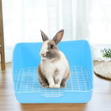 Maxbell Rabbit Litter Box Pet Pan with Grid Toilet Potty for Rabbit Chinchilla Cage Blue