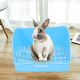 Maxbell Rabbit Litter Box Pet Pan with Grid Toilet Potty for Rabbit Chinchilla Cage Blue
