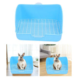 Maxbell Rabbit Litter Box Pet Pan with Grid Toilet Potty for Rabbit Chinchilla Cage Blue