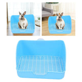 Maxbell Rabbit Litter Box Pet Pan with Grid Toilet Potty for Rabbit Chinchilla Cage Blue
