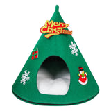 Maxbell Christmas Cat Sleeping Bed Warm Nest Kitten Cave Tent Dog Bed Pet Cat House Green