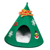 Maxbell Christmas Cat Sleeping Bed Warm Nest Kitten Cave Tent Dog Bed Pet Cat House Green