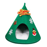 Maxbell Christmas Cat Sleeping Bed Warm Nest Kitten Cave Tent Dog Bed Pet Cat House Green