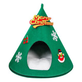 Maxbell Christmas Cat Sleeping Bed Warm Nest Kitten Cave Tent Dog Bed Pet Cat House Green