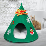 Maxbell Christmas Cat Sleeping Bed Warm Nest Kitten Cave Tent Dog Bed Pet Cat House Green