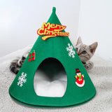 Maxbell Christmas Cat Sleeping Bed Warm Nest Kitten Cave Tent Dog Bed Pet Cat House Green