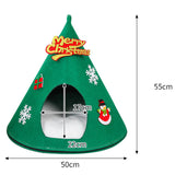 Maxbell Christmas Cat Sleeping Bed Warm Nest Kitten Cave Tent Dog Bed Pet Cat House Green