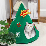 Maxbell Christmas Cat Sleeping Bed Warm Nest Kitten Cave Tent Dog Bed Pet Cat House Green