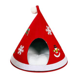 Maxbell Christmas Cat Sleeping Bed Warm Nest Kitten Cave Tent Dog Bed Pet Cat House Red