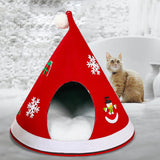 Maxbell Christmas Cat Sleeping Bed Warm Nest Kitten Cave Tent Dog Bed Pet Cat House Red