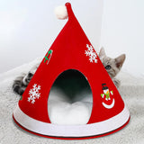 Maxbell Christmas Cat Sleeping Bed Warm Nest Kitten Cave Tent Dog Bed Pet Cat House Red