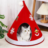 Maxbell Christmas Cat Sleeping Bed Warm Nest Kitten Cave Tent Dog Bed Pet Cat House Red